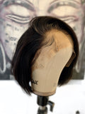 stylish bob wig on block head - side view